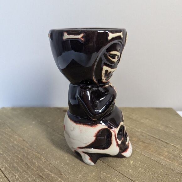 Vintage-Style Tiki Skull Mug – 6" Ceramic Polynesian Barware Cup Tikisou - Picture 4 of 8
